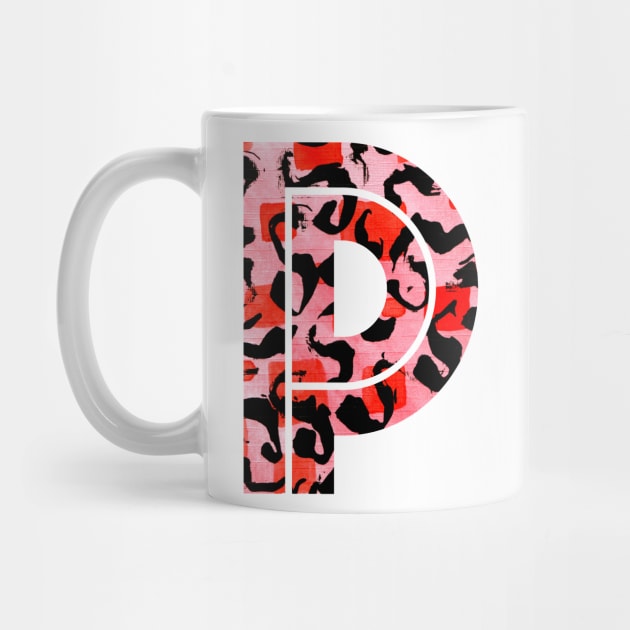 Abstract Letter P Watercolour Leopard Print Alphabet Red by Squeeb Creative